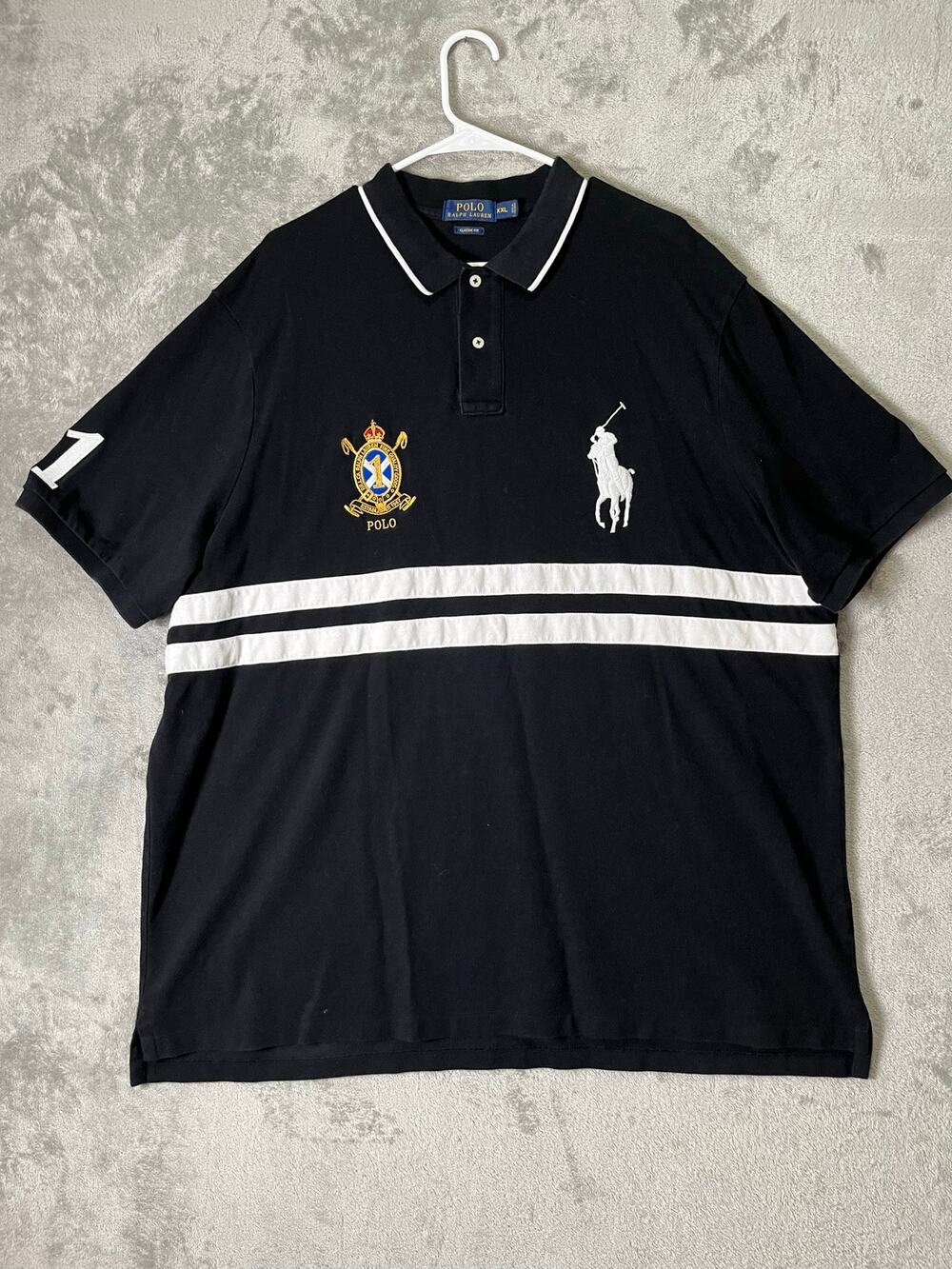 Polo Ralph Lauren Big Pony Crest Striped Pique Short Sleeve Shirt Classic Fit